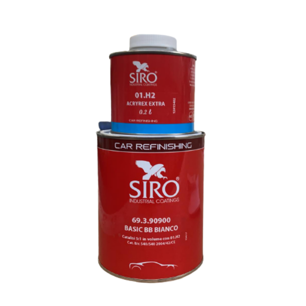 (69.3.90900/1)+(01.H2/0.2) KIT FONDO ACRILICO BAGNATO SU BAGNATO BIANCO 5:1 LT 1.2